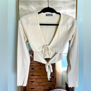 Petite Cream Tie-Front Cardigan